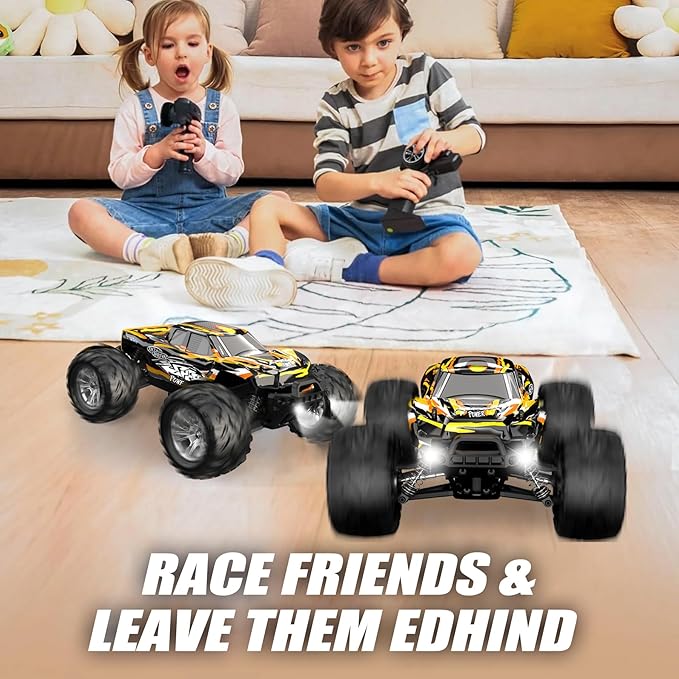 1:16 Scale All Terrain RC Car, 36 KPH High Speed 4WD Electric Vehicle with 2.4 GHz Remote Control, 4X4 Waterproof Off-Road Truck with Two Module Batteries