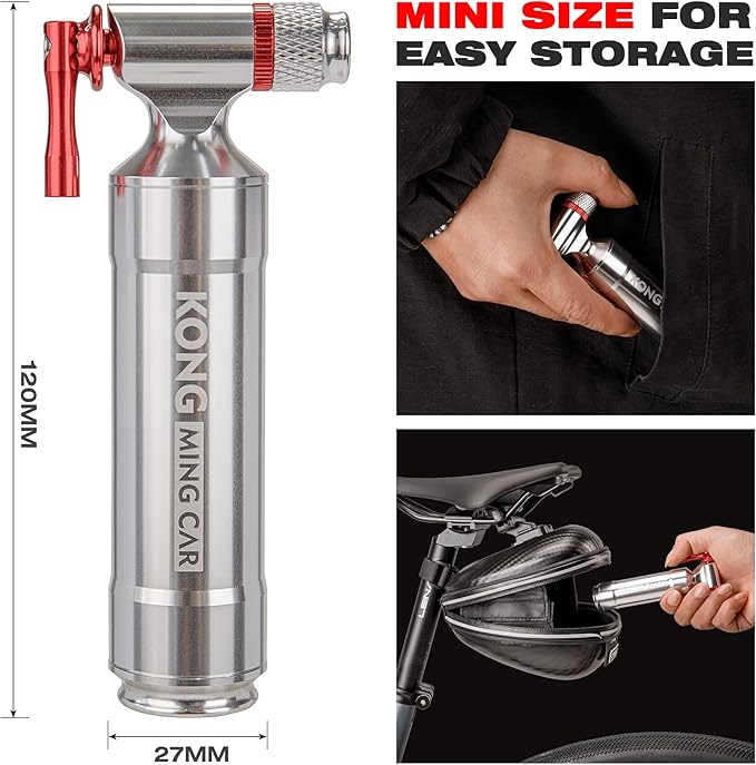 CO2 Inflator Kits with 6 X 16g / 25g CO2 Threaded Cartridges for Bike Tires, Presta and Schrader Valve Compatible, CO2 Bike Tire Pump for Mountain and Road Bicycles