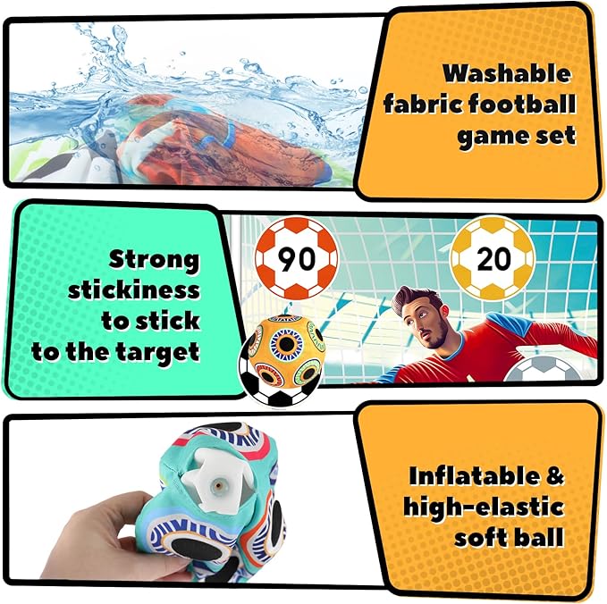 𝗫𝗔𝗪𝗔𝗖𝗔𝗛 Toy Soccer Ball Game Set for Kids ages 3-6, Indoor Outdoor Backyard Toss Soccer with 2 Sticky Balls & Foldable Fabric Goals, Football Sports Toy Gifts for 3 4 5 6 Years Old Boys Girls