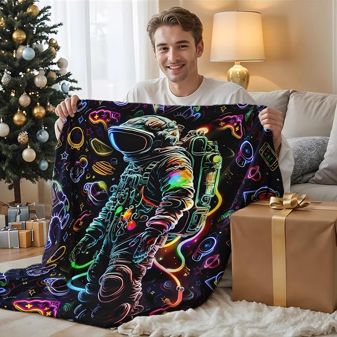 Astronaut Blanket for Kids Boys Blanket Gift for Son Grandson, Cool Warm Cozy 60 x 50 Inches Throw for Bedroom Bed Sofa Camping