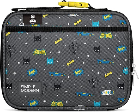 Simple Modern DC Comics Kids Lunch Box for School | Reusable Insulated Lunch Bag for Toddler, Girl, and Boy | Meal Containers with Exterior & Interior Pockets | Hadley Collection | Batman POW!
