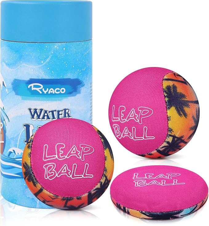 RYACO Leap Ball Water Skipping Pool Balls - 3 Pack Bouncing Beach for All Ages - Extreme Bathing Fun with Your Friends & Family at The Beach, Pool, River or Lake
