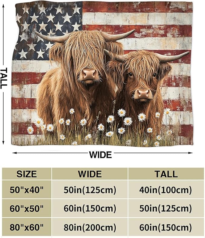 Highland Cow Blanket for Women, Highland Cow Fleece Blanket Gifts for Boys Girls, Warm Cozy Soft Flannel Stuff for Bed Sofa Couch 50" x 40"