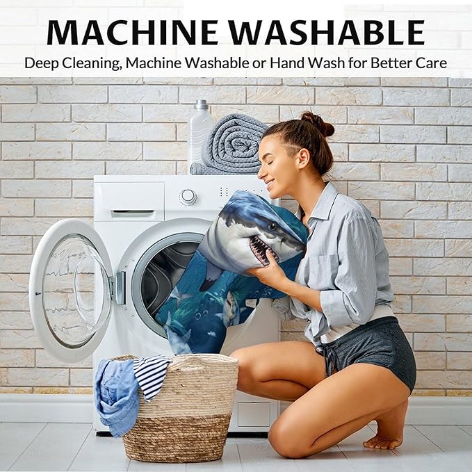 Shark Gifts - 40 x 50 Inches Cozy Fuzzy Shark Blanket for Boy, Girls - Blue Funny Throw Blanket Stuff for Couch, Sofa