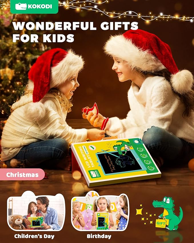 KOKODI LCD Writing Tablet, Gifts for 3 Years Old Boys and Girls，10 Inch Colorful Doodle Board Drawing Tablet, Erasable Reusable Electronic Drawing Pads, Educational and Learning Toys for Kids