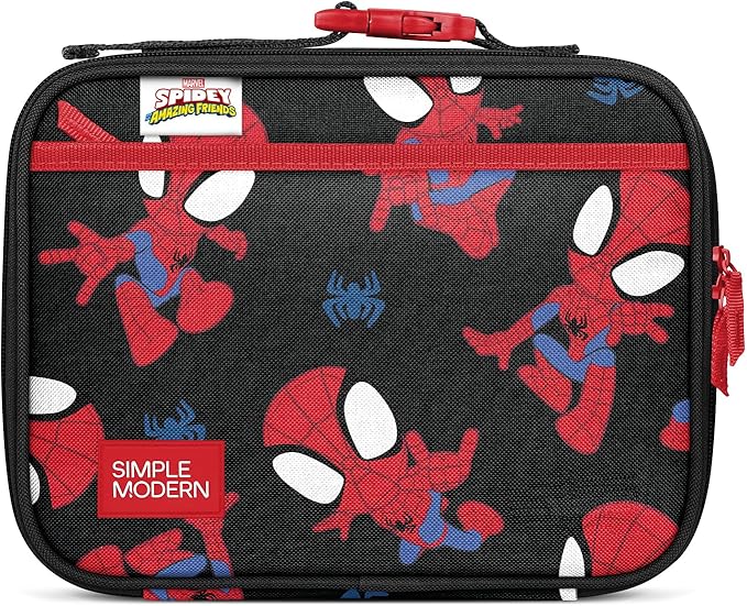 Simple Modern Marvel Kids Lunch Box for School | Reusable Insulated Lunch Bag for Toddler, Girl, and Boy | Exterior & Interior Pockets | Hadley Collection | Go Spidey Go
