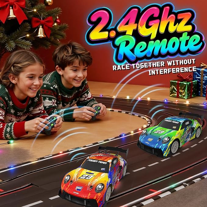 2 Pack RC Cars for Kids and Boys, Girls 4-7-8-12 Gifts, Remote Control Car, LED Lights, Head Lights, 4WD Racing Cars,2.4GHz Dual Player, Colorful Graffiti Designs