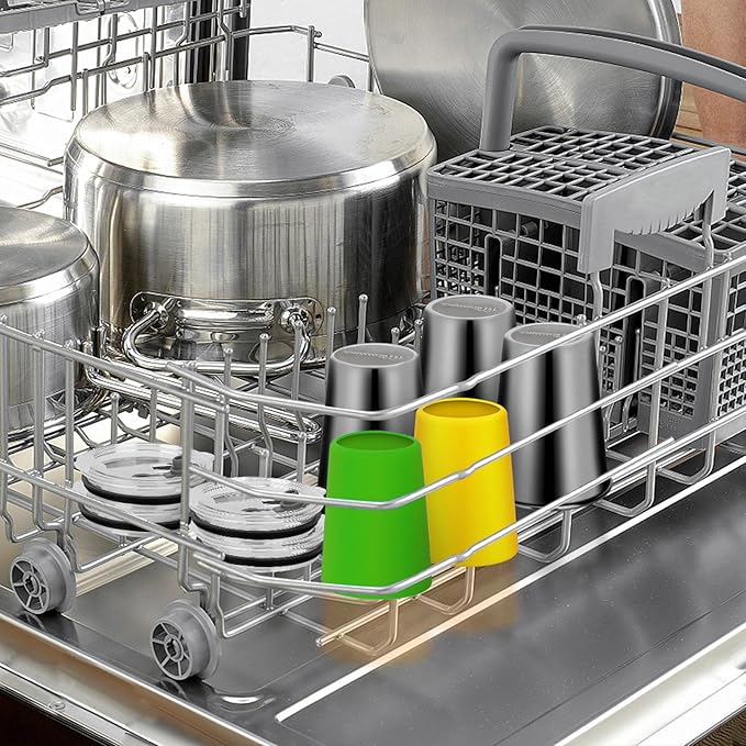 Kids Drinking Cups, Durable Stainless Steel Tumbler Cups with Lids and Silicone Straws, Easy-Grip Sleeves, Set of 2 Spill Proof Cups for Kids (Green & Yellow)