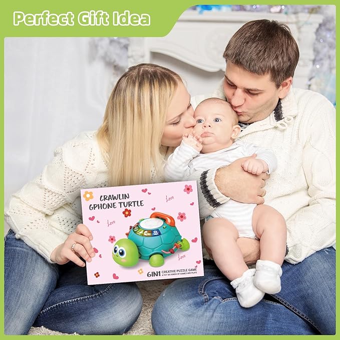 Hanayo Baby Toys 6 to 12 Months，Musical Turtle Crawling Girl Toys for 12-18 Months,Infant Early Learning Educational Toy,Girl & Boy Gift Essentials for Newborn 7 8 9 11+ Months 1-2 Year Old(Green)