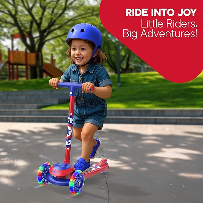 3 Wheel Scooter for Kids, Smooth Light Up LED Front Wheels, Wide Anti Slip Deck, Rear Foot Brake, Easy Lean to Steer Maneuvering, Indoor & Outdoor Ride On Toys for Ages 2 Up
