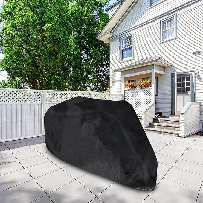 Klmnop Adult Tricycle Cover, Waterproof Electric Tricycle Cover for Outdoor Storage Dustproof Windproof Trike Cover(Black)