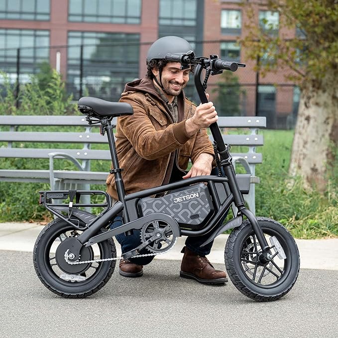 Jetson Bolt Folding Electric Ride-On Bike, Easy-Folding, Built-in Carrying Handle, Twist Throttle, Up to 15.5 MPH, Ages 13+