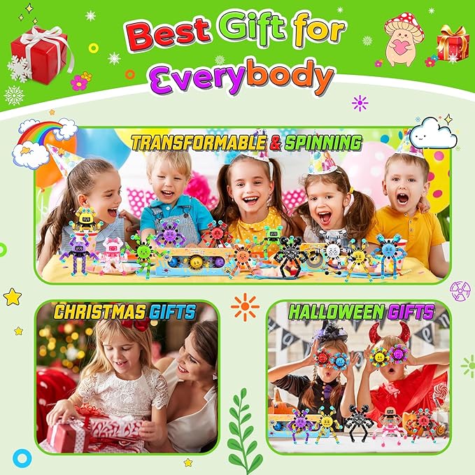 18 PCS Christmas Stocking Stuffers Fidget Spinner Toys for Kids & Adults,Party Favors Supplies Goodie Bags Birthday Gifts,Classroom Small Prizes Bulk Boys Girl Travel Sensory Toy for 3-5-8-12