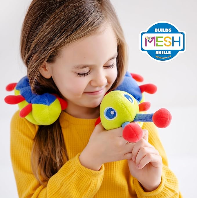 Calmee The Caterpillar Weighted Sensory Plush Toy for Kids, Breathing Exercise and Mindfulness Tool for Focus and Emotional Regulation, SEL Classroom or Home Toy, Soft and Washable – MESH Accredited