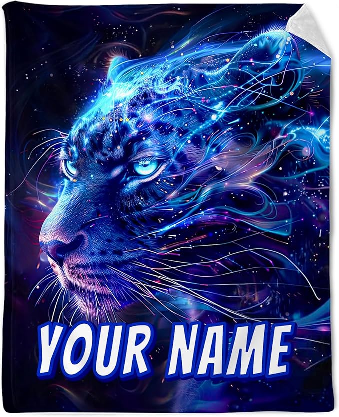 Custom Leopard Blanket for Boys - Blankets Gifts for Teens Plush Flannel Cheetah Boys Throws for Crib & Room