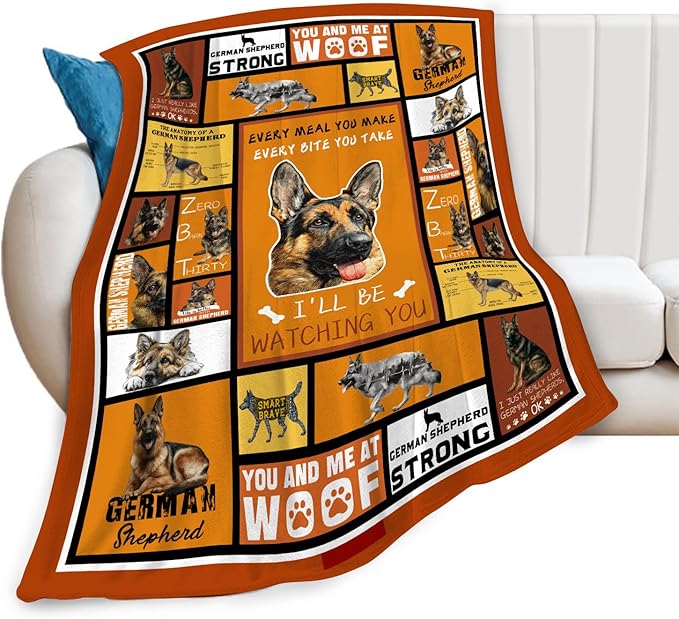 German Shepherd Throw Blanket German Shepherd Puppy Stuff Gifts for Dog Lover Kids Girls Boys Adults Women Men Soft Cozy Warm Plush Fluffy Fuzzy Fleece Blanket Decor 60''X80''