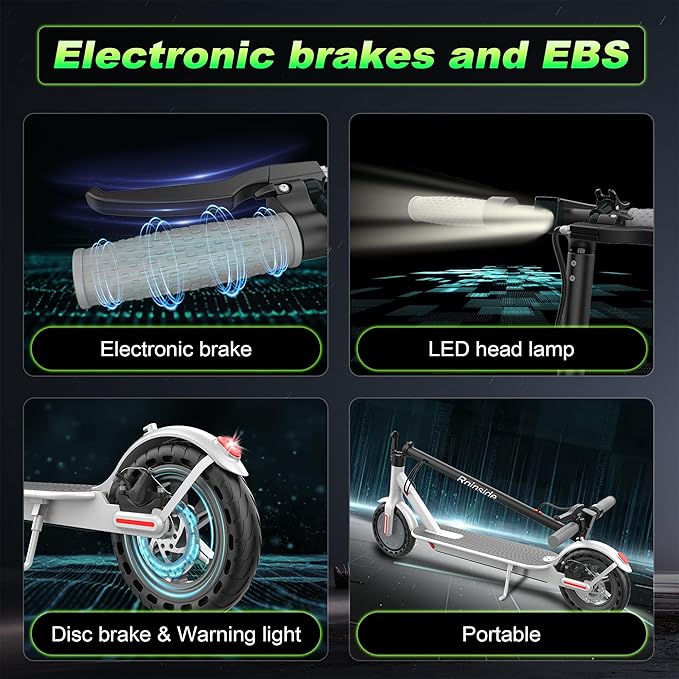 Electric Scooter - 8.5"/10'' Solid Tires, 350W/500W Motor, Up to 19-22MPH and 21-24Miles Long-Range Portable Commuting Scooter for Adults with Double Braking System and App