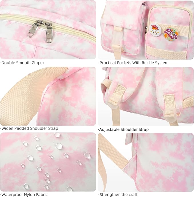 Hidds Laptop Backpacks 16 Inch School Bag College Backpack Anti Theft Travel Casual Daypack Bags Cute Bookbags Large Colorfull Carry on Back Pack for Teens Girls Women Students (Pink-1)