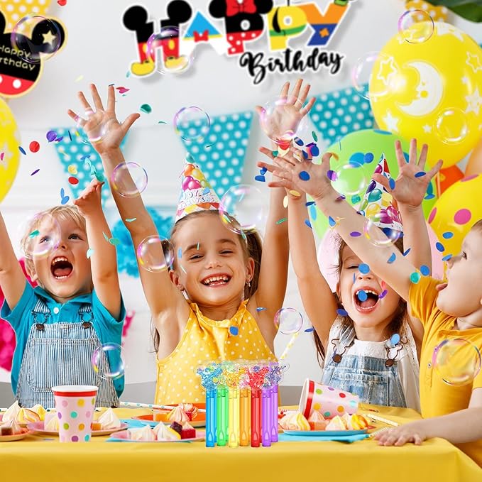 AFZMON 24 Glitter Mouse Ear Bubble Wands for Kids, Mouse Party Favors Mini Bubbles Birthday Gift Toy Goodie Bag Stuffers Classroom Prizes Wedding Party Supplies