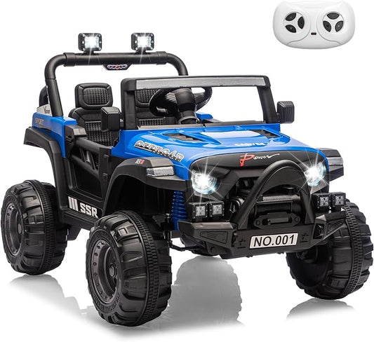 12V Ride On Car for Kids, Ride On Toy w/Parent Remote, Spring Suspension, Bluetooth, Music & Horn, LED Light, 4.1MPH Max Speed, 3 Speeds, Electric Car for Kids Toddlers Age 3-8, Blue