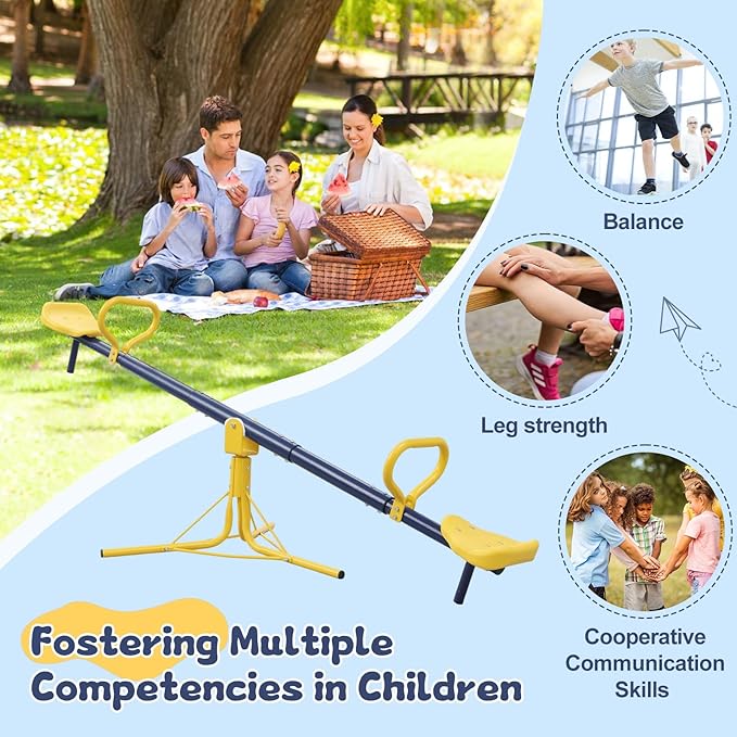 Seesaw for Kids Outdoor for Ages 3-8,68.5 inch Teeter Totter Sit and Spin Outdoor Toys Swiveling 360 Degrees Rotating for Children Age 3 4 5 6 7 8 Courtyard Park Playground Balcony