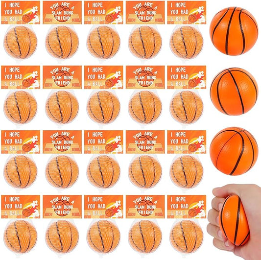 LiYiQ 24Pcs 2.36 Inch Basketball Stress Balls Basketball Party Favors for Kids Basketball Party Decorations Basketball Goodie Bag Stuffers for Kids Classroom Exchange