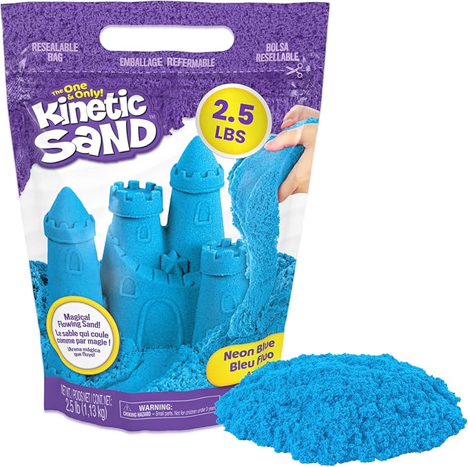Kinetic Sand, 2.5lbs Blue Play Sand, Amazon Exclusive, Resealable Bag (Packaging May Vary), Sensory Toys, Holiday Gifts & Stocking Stuffers for Kids Ages 3 and up