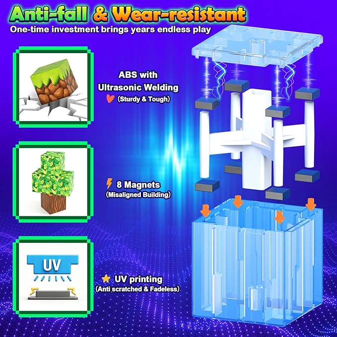 Magnetic Blocks - 150 Building Blocks Mine Magnets Building Craft Autistic Kids Friendly Sensory Toys STEM Creative Toy Game for Kids Age 3-5 4-6 5-7 8-12 - Magical Enchanted Playset