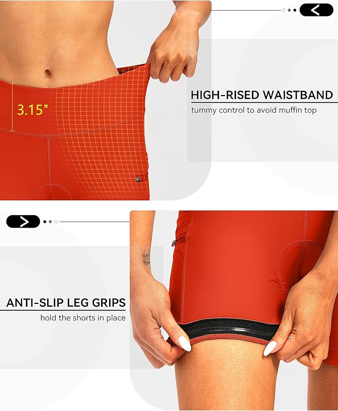 Women's 4D Padded Bike Shorts 5"/7" Riding Underwear Cycling Bicycle Road Biking Cycle Shorts for Women Zipper Pockets