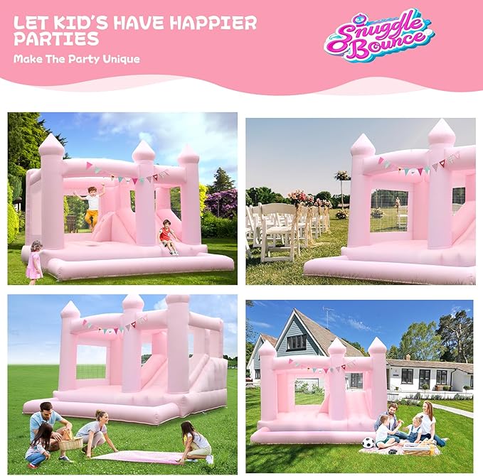 13FT Pink Inflatable Bounce House Big Castle with Ball Pit and Slide Bounce House for Kids 3-12 Indoor and Outdoor Bouncing Castles with Hair Dryers Birthday Parties Inflatable Party Supplies