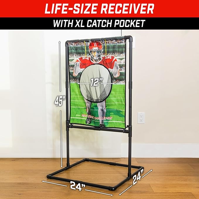 GoSports Red Zone Challenge Football Toss Game for Kids - Football Throwing Target with 2 Inflatable Footballs