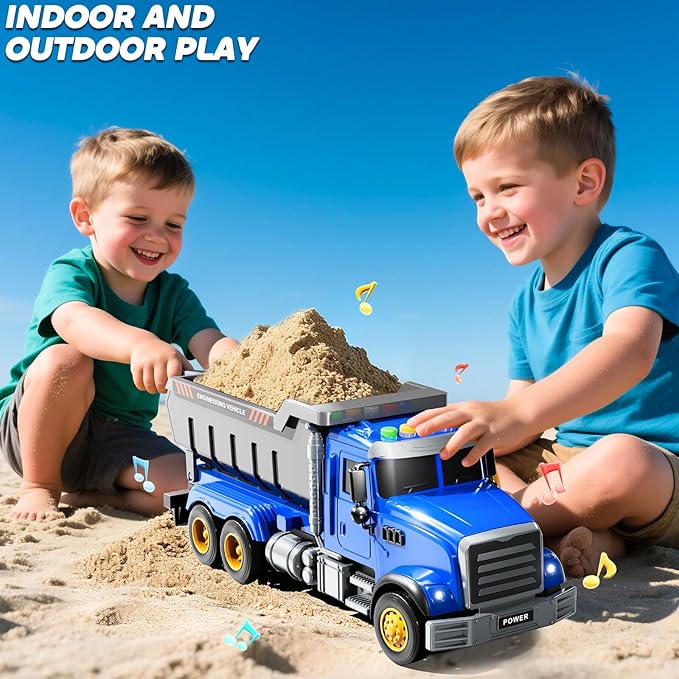 Toddler Trucks Toys for Boys 3-5 Years Old, Dump Truck with Lights and Sound, Kids Construction Playset, Garbage Car Toys Vehicle Playset for Kids Aged 3 4 5 6 7 8