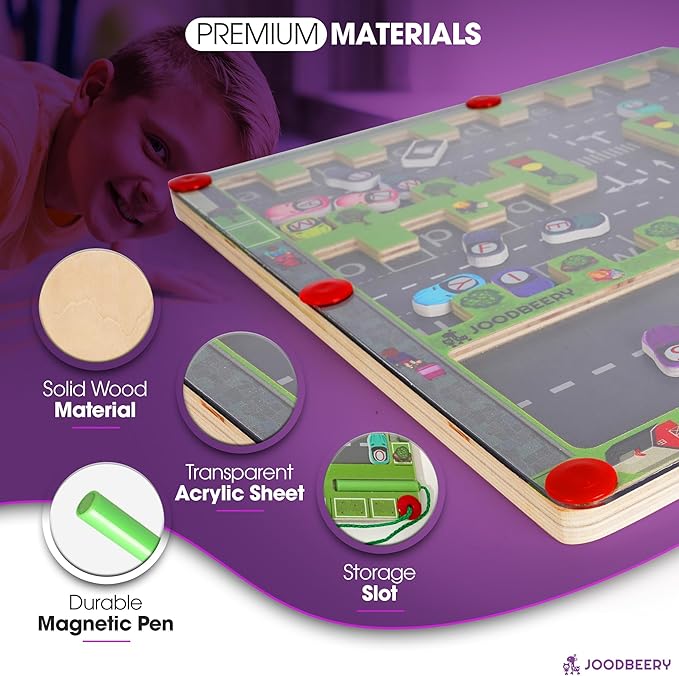 Magnetic Alphabet Maze - Wooden Magnetic Puzzle Learning Board with Pen - ABC Toys for Kids Ages 3-5 Years Old & Up, Preschool Children - Helps Develop Fine Motor Skills, Letter Recognition