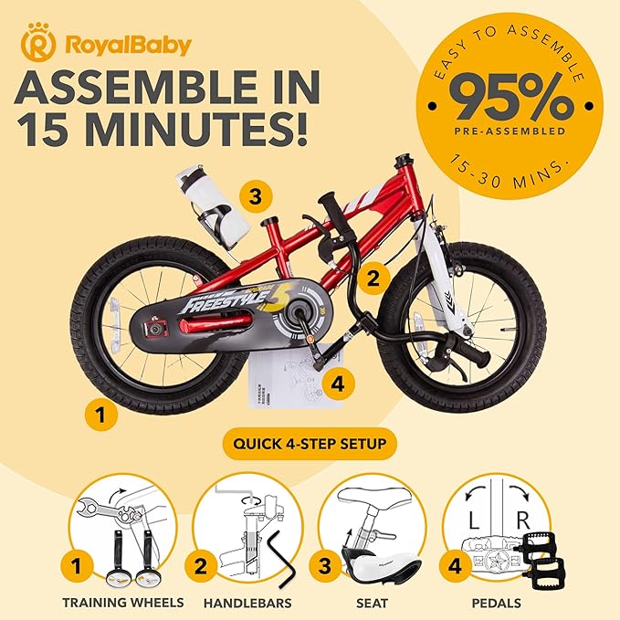 RoyalBaby Kids Bike EZ Balance to Pedal Dual Handbrake Toddlers Boys Girls Bicycle 12-20 Inch for Age 3-10 Years