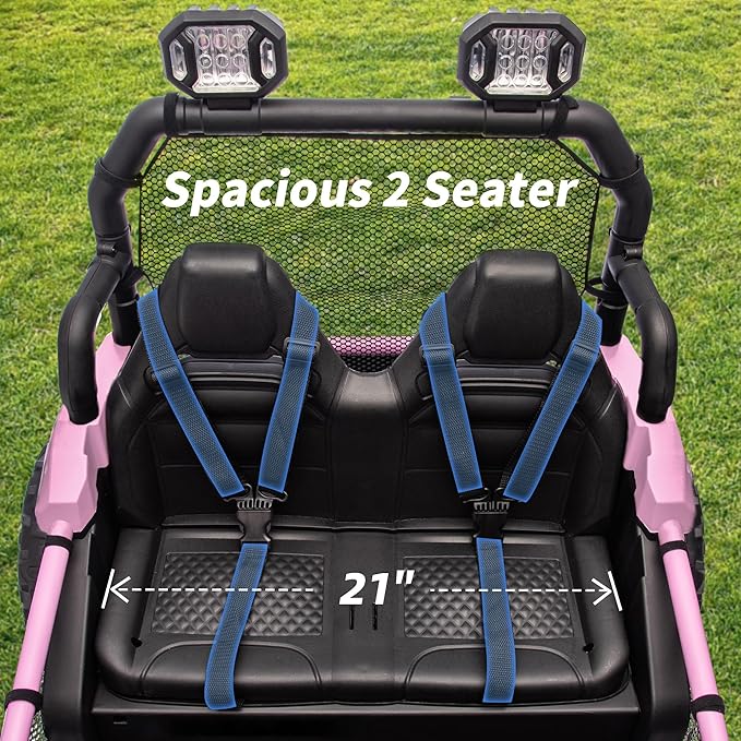 24V Kids UTV, 4WD 2 Seater Ride-on Toy Electric Car for Big Kids with Remote Control, 2WD/4WD Switchable, 4x200W Motor - Pink