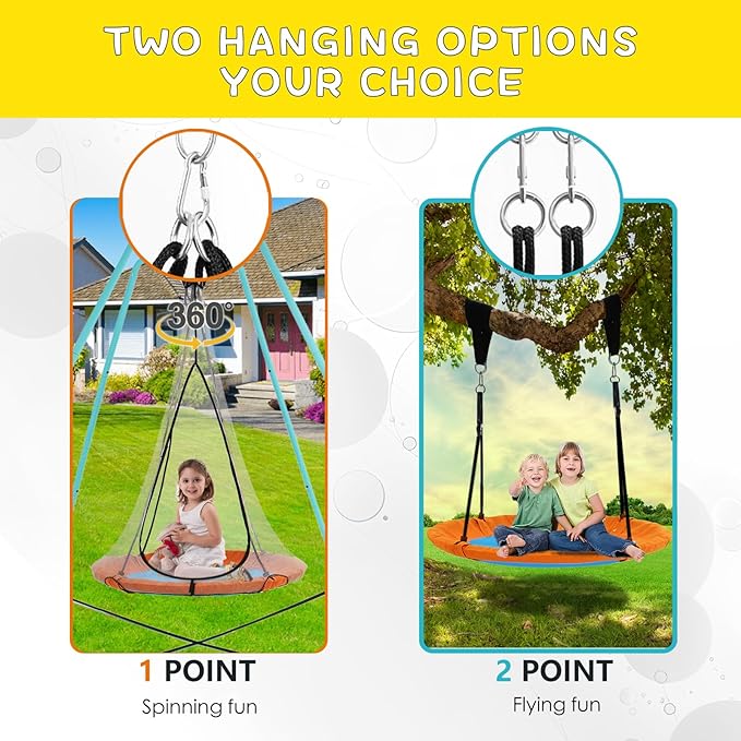SkyBound Tree Swing Saucer Swing - 600LB Weight Capacity - Outdoor Swing with Hanging Straps - Waterproof Tree Swings for Kids - Tire Swings for Trees - Durable Flying Swing Seat for Children
