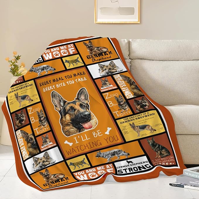 German Shepherd Throw Blanket German Shepherd Puppy Stuff Gifts for Dog Lover Kids Girls Boys Adults Women Men Soft Cozy Warm Plush Fluffy Fuzzy Fleece Blanket Decor 60''X80''