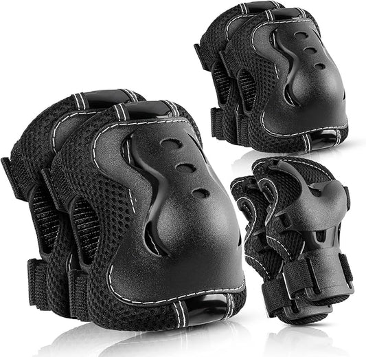 BOSONER Knee Pads for Kids Roller-Skating: Adjustable Protective Gear Set Knee Elbow Pads Wrist Guards for Bike Cycling Skateboarding Scooter Gifts 3-8/9-15 Years Boys Girls