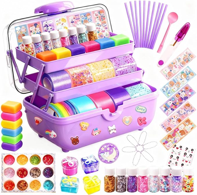 Nano Tape Bubble Kit for Kids, 4 Sticky Ball Tapes and 5 Nano Tapes, Squishy Maker Making Kit, Christmas Birthday Arts and Crafts Gifts for Girls, Cute Things Toys for Girls 4-6 8-10 10-12 Years Old