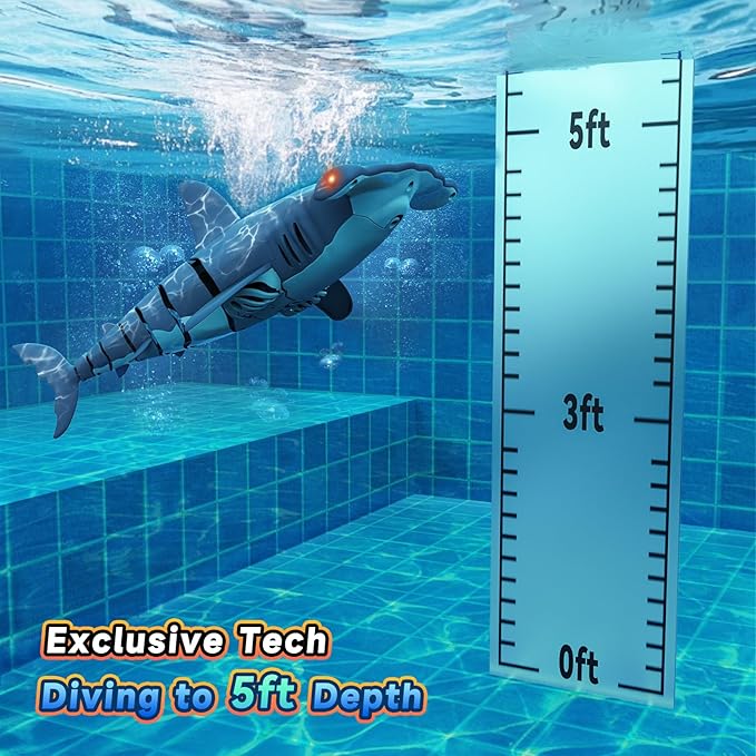 Remote Control Shark Toys High Simulation,Water Toys for Kids, High Simulation Shark for Pool & Bath, Ideal Gifts for Boys Ages 6+(Blue)