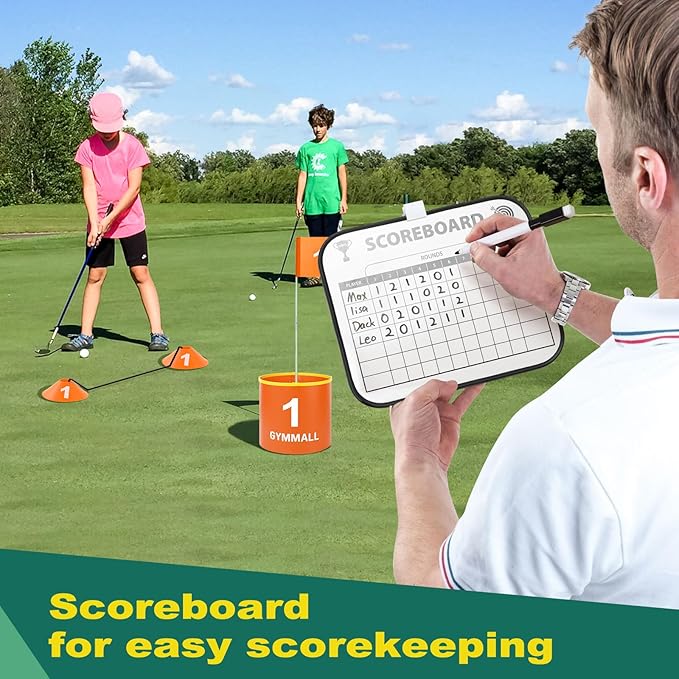 Golf Yard Bucket Games, 6 Holes Bucket Backyard Golf Game Set with Golf Flags for Adults & Kids Indoor Outdoor, Golf Practice Gift for Backyard, Park, Beach, Lawn