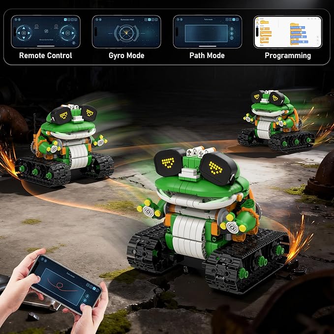 STEM Robot Building Toys for Kids 6-12, 5in1 App & Remote Control STEM Tractor Frog Robot Building Kits, 732PCS DIY Educational Construction Building Block Set for Kid, Erector Set Gift for Boys Girls