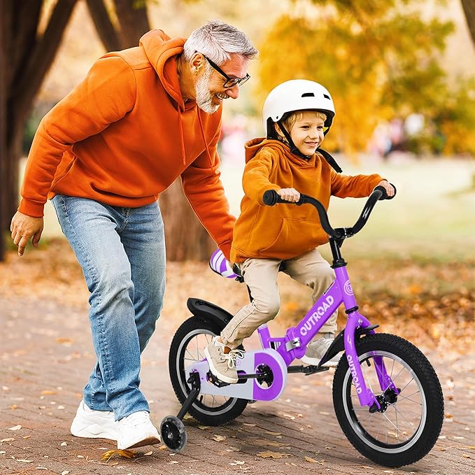 Outroad Kids Bike for Boys Girls Age 3-9 Years Old, 14 16 18 Inch Kid's Bike with Training Wheels, Children Bicycles for Toddler, Blue and Red