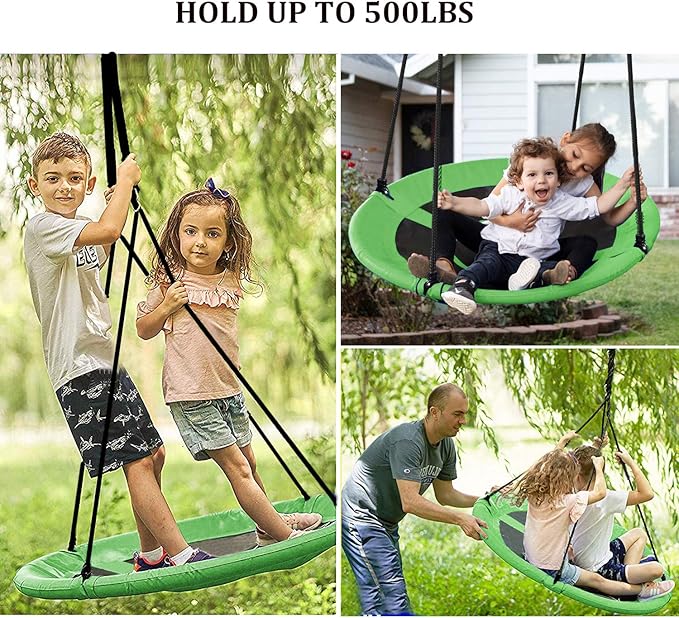 RedSwing 43" Flying Saucer Swing for Kids Outdoor, Large Round Tire Swings for Trees and Swingset, Strong Heavy Duty for Outside Playground, 500LBS Weight Capacity, Green