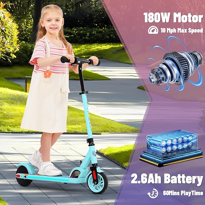 Caroma Electric Scooter for Kids Ages 6-14, 250W/180W/150W Motor & 15 Mph, 85 Mins Ride Time, Adjustable Height & Speed, LED Display, Kids Electric Scooter, Best Gifts for Boys & Girls