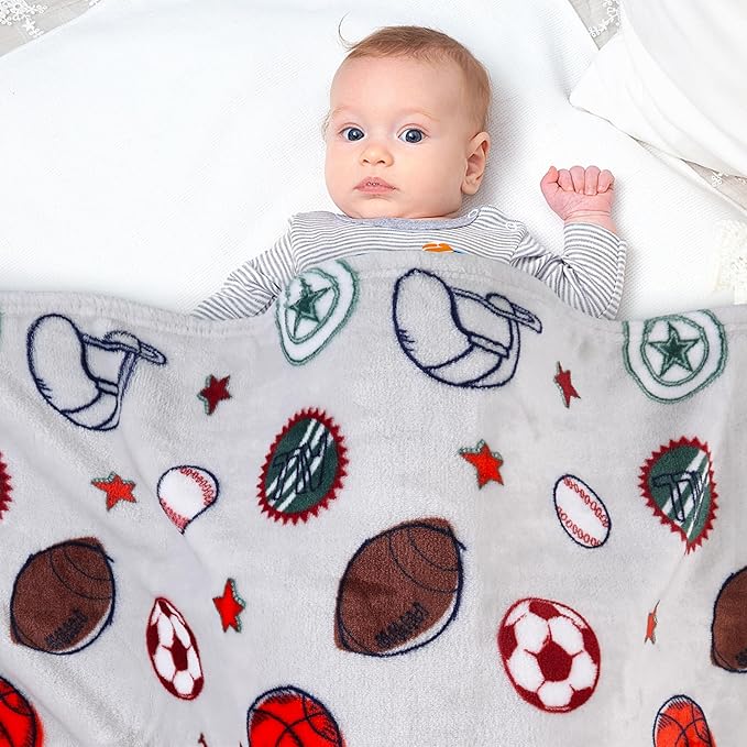 Viviland Kids Football Print Blanket, Warm Lightweight Plush Throw for Boys, 30" x 40"
