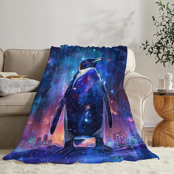 Fantasy Penguin Throw - Soft, Warm & Cozy Fleece Blanket for Girls, Boys, Women, Men, Kids & Adults - 80"x60"