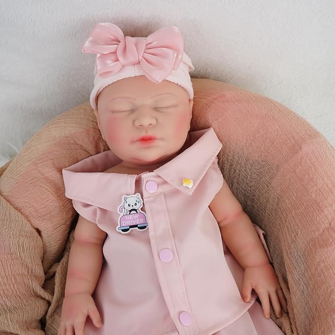 20.67 in Full Silicone Reborn Baby Dolls, 1:1 Lifelike Newborn Dolls Non Vinyl Realistic Reborn Toddler Dolls Boy Washable Sleeping Doll