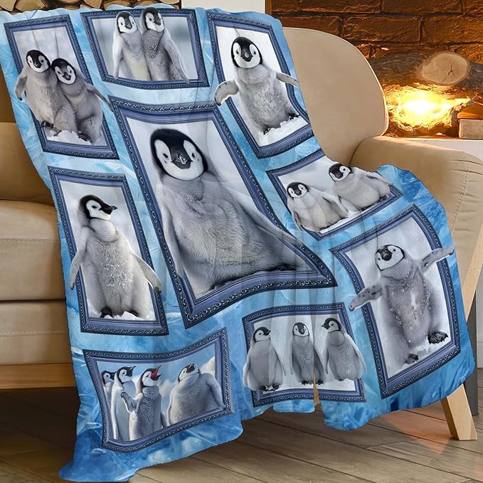 Penguin Blanket Penguin Throw Blanket Gifts for Girls Women Kids Boys Adults Men Super Soft Cozy Plush Fluffy Fuzzy Fleece Blanket Home Decor 50''X60''
