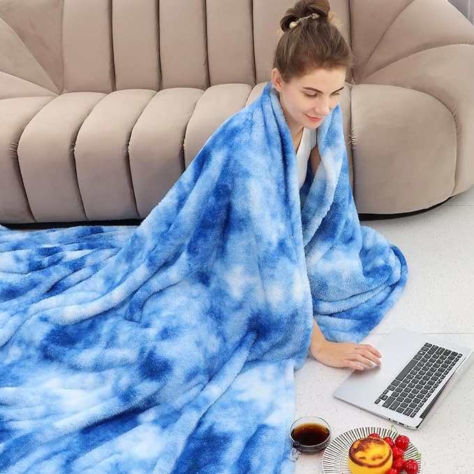 obinsm Blue Throw Blankets for Women - Soft Blanket Warm Fleece Blankets for Couch Bed Home Decor